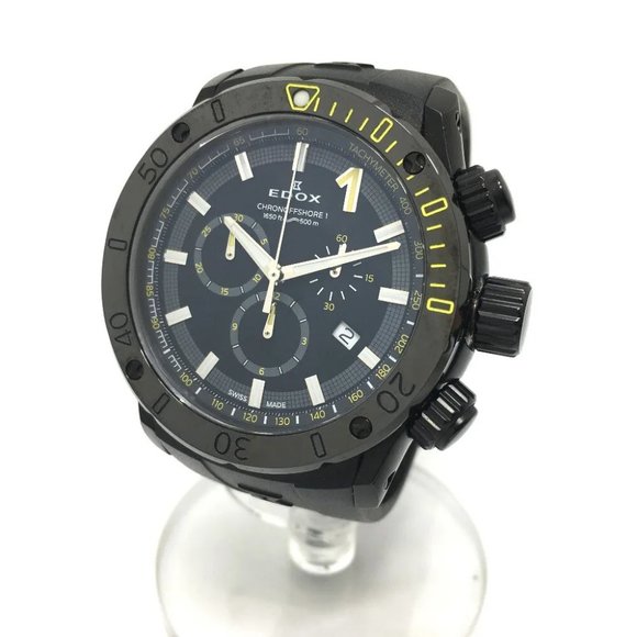 EDOX Chrono Offshore 1 Chronograph Quartz Wristwatch SS / rubber Black - Picture 3 of 10